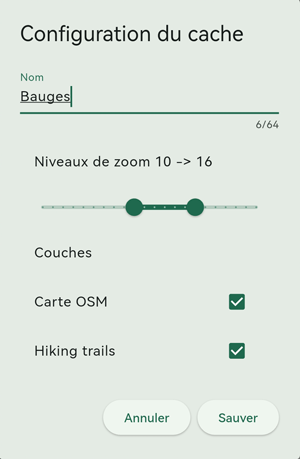 Configuration du cache