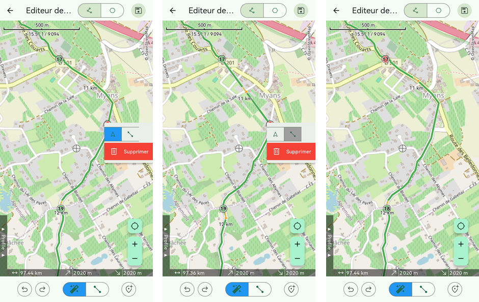menu contextuel point trace
