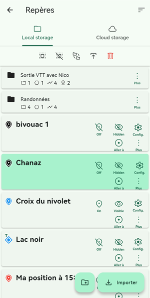 selection multiple repères